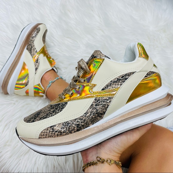 Beige snake chunky sneaker - Picture 4 of 11